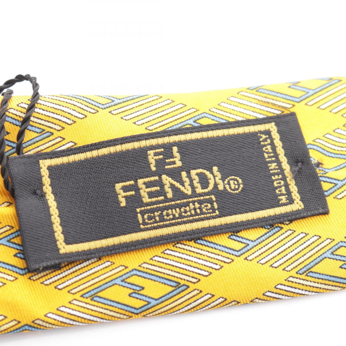 FENDI FF Silk Pattern Tie Yellow
