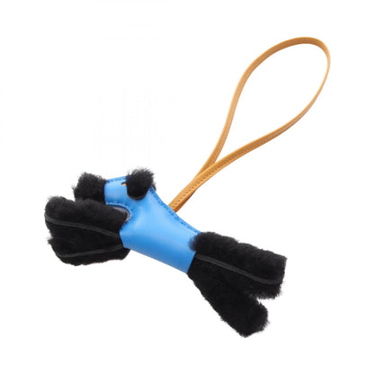 HERMES Buddy Charm Bleu Shearling Charm