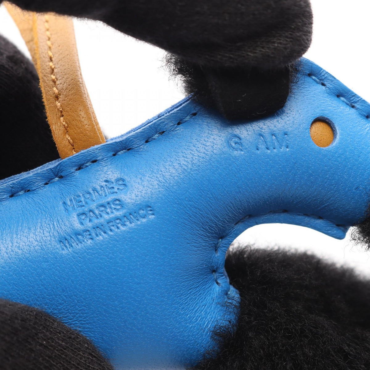 HERMES Buddy Charm Bleu Shearling Charm
