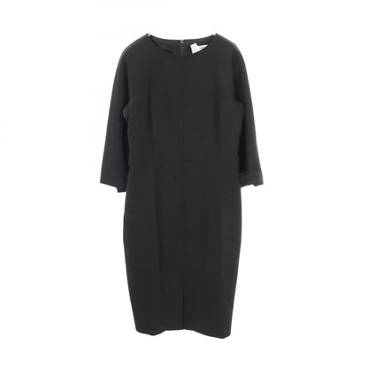 MAX MARA Black Wool Long Sleeve Midi Dress Size 44