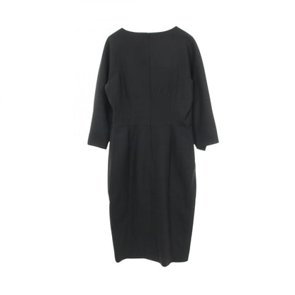 MAX MARA Black Wool Long Sleeve Midi Dress Size 44