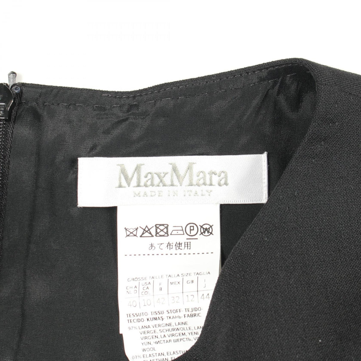 MAX MARA Black Wool Long Sleeve Midi Dress Size 44