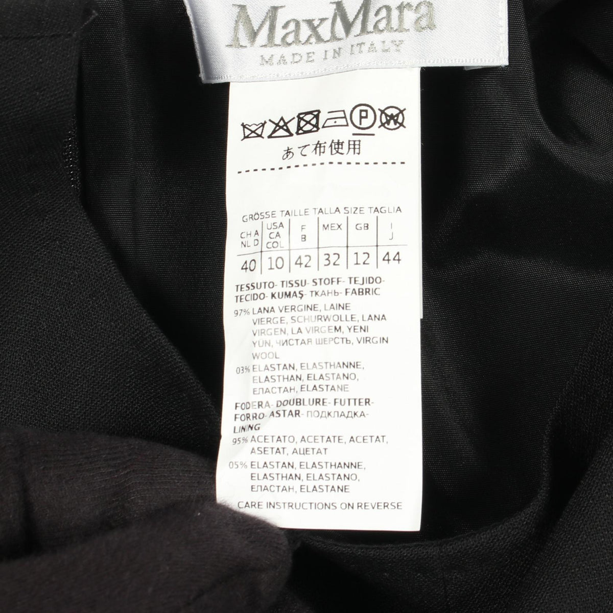 MAX MARA Black Wool Long Sleeve Midi Dress Size 44