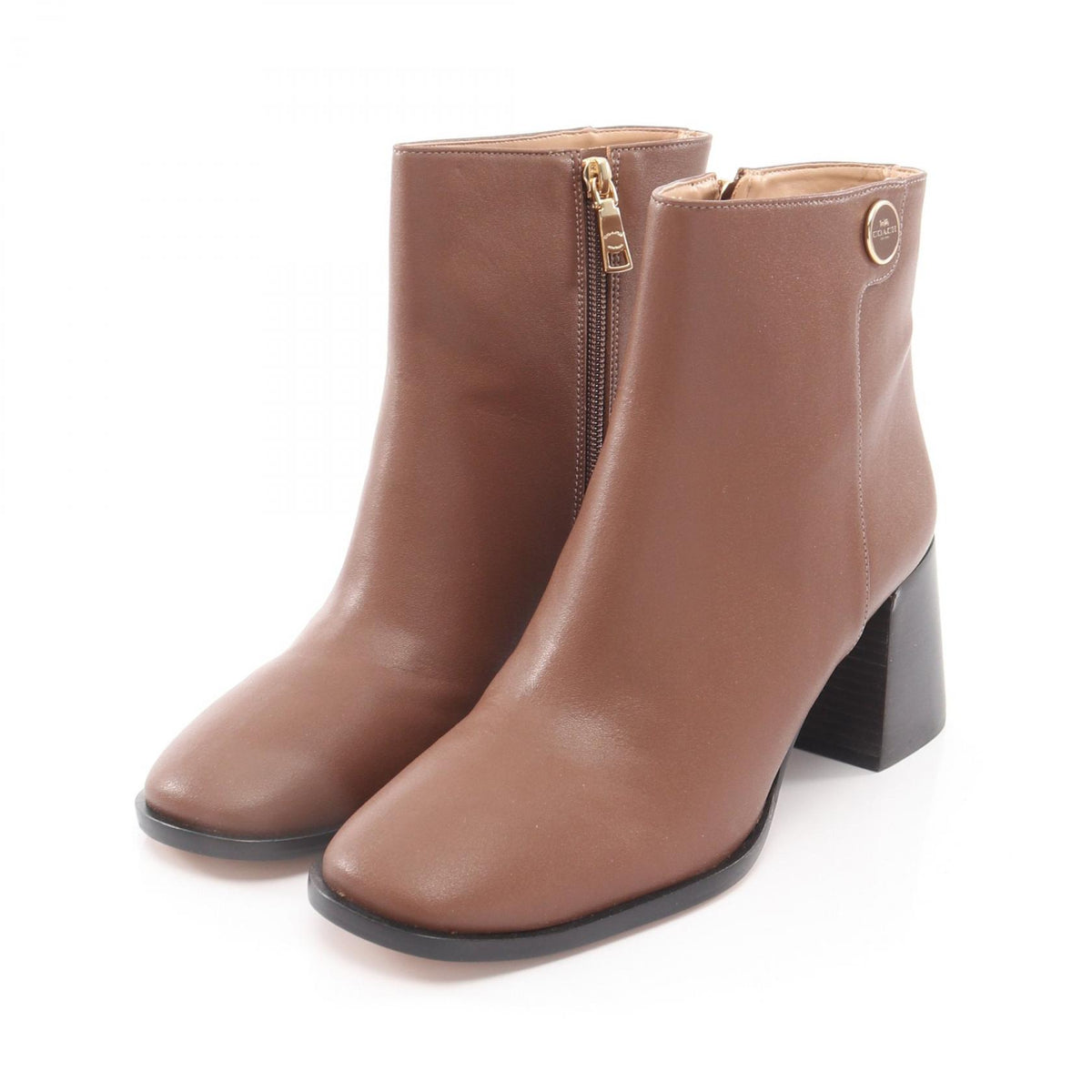 COACH Shana Leather Bootie Boots Brown Size US 8