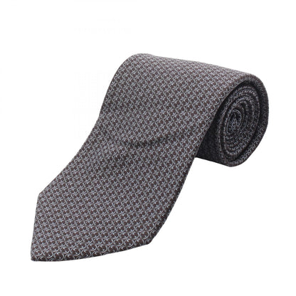 GUCCI Silk All-Over Pattern Brown Blue Tie