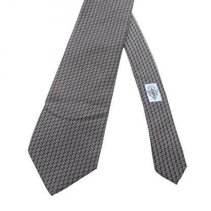 GUCCI Silk All-Over Pattern Brown Blue Tie