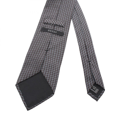 GUCCI Silk All-Over Pattern Brown Blue Tie