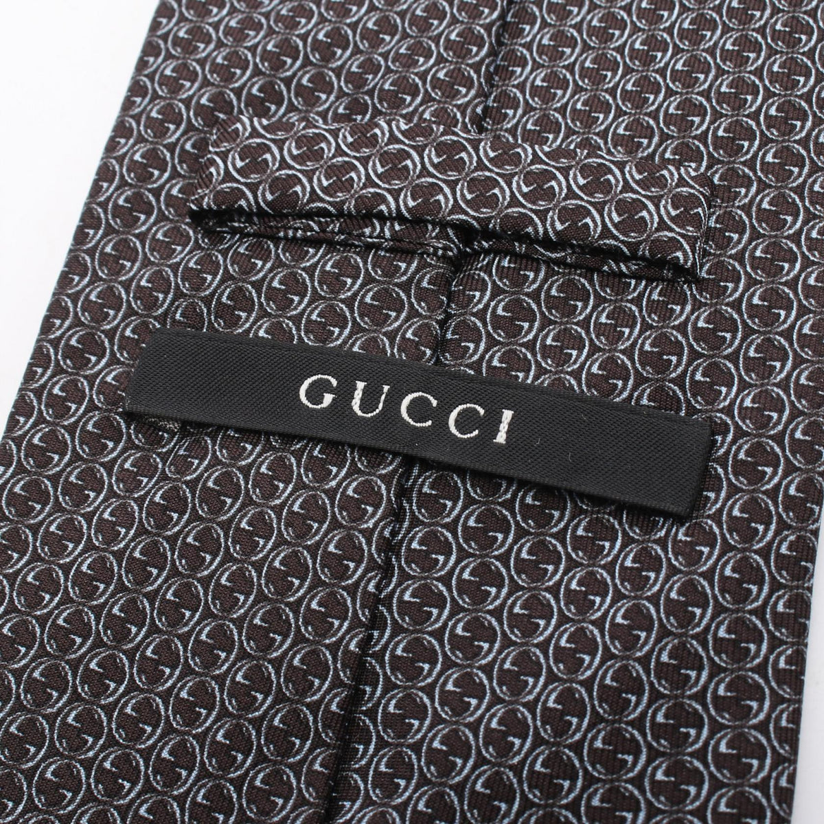 GUCCI Silk All-Over Pattern Brown Blue Tie