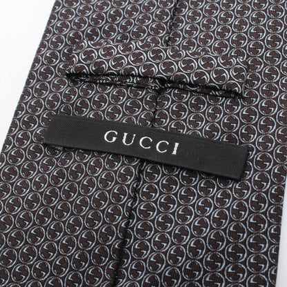 GUCCI Silk All-Over Pattern Brown Blue Tie