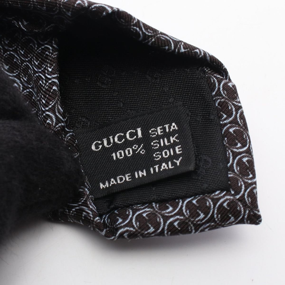 GUCCI Silk All-Over Pattern Brown Blue Tie
