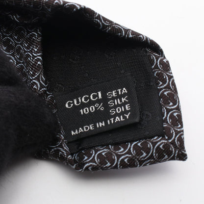 GUCCI Silk All-Over Pattern Brown Blue Tie