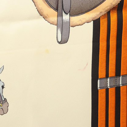 HERMES Carre 90 Jumping Silk Scarf Brown