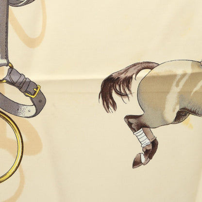 HERMES Carre 90 Jumping Silk Scarf Brown