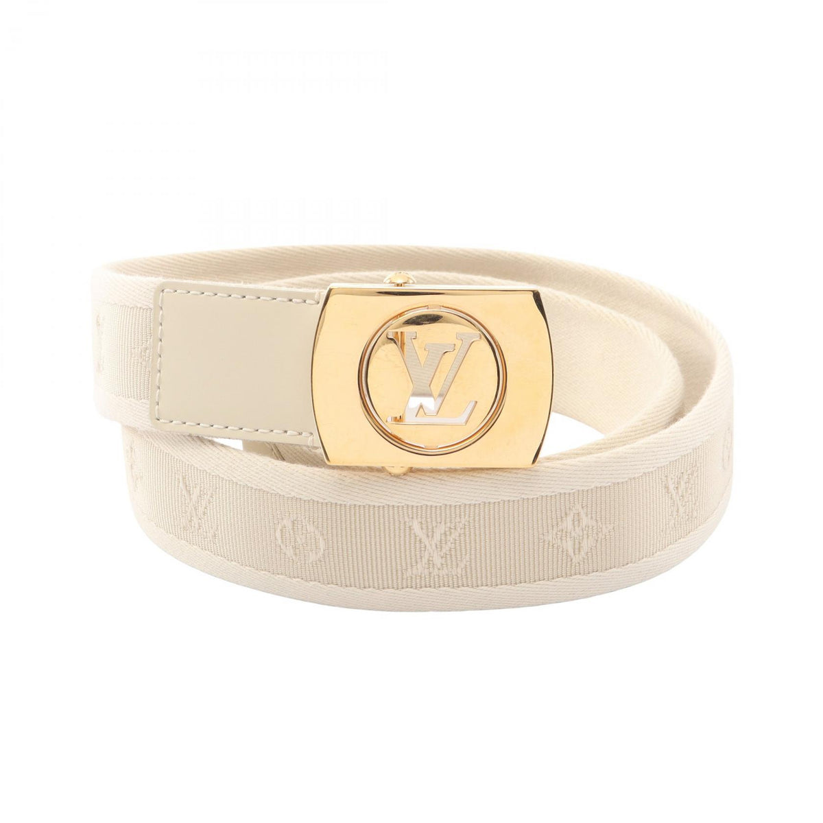 LOUIS VUITTON Monogram Fortune Belt Ivory/Gold Size 80/32