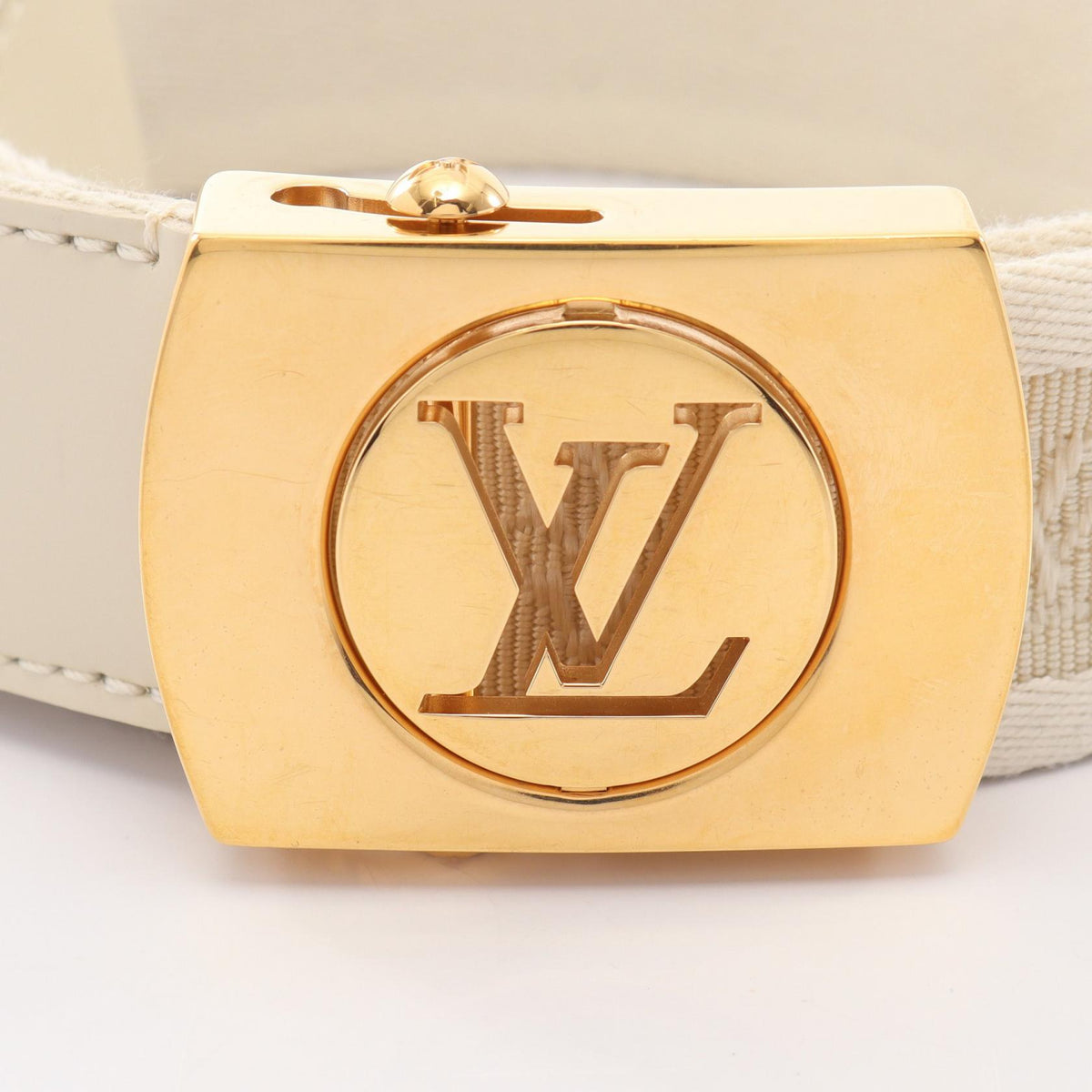 LOUIS VUITTON Monogram Fortune Belt Ivory/Gold Size 80/32