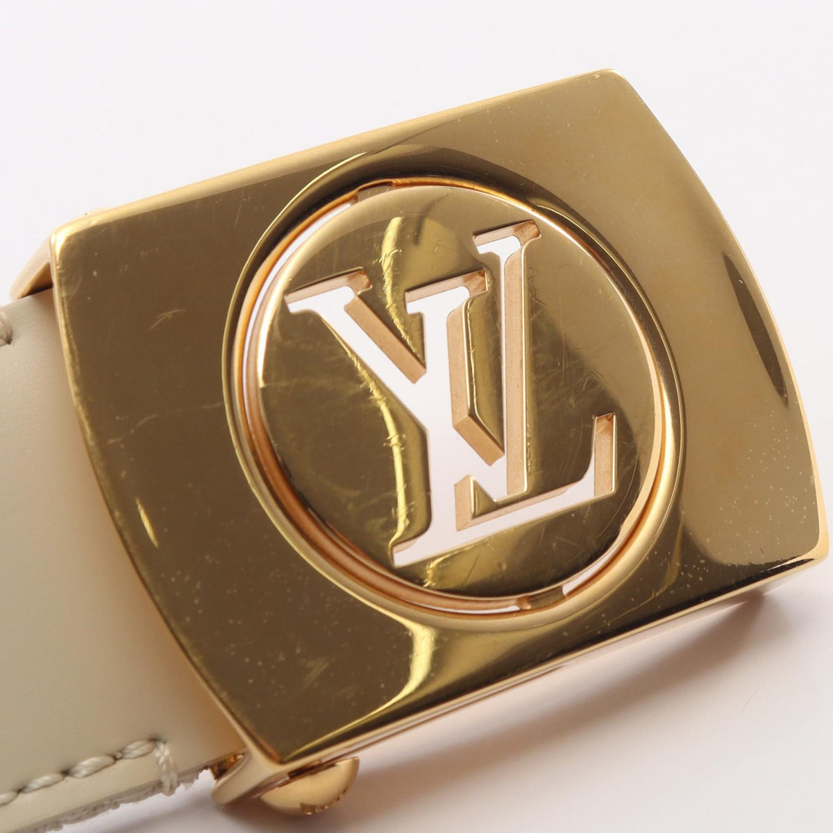 LOUIS VUITTON Monogram Fortune Belt Ivory/Gold Size 80/32