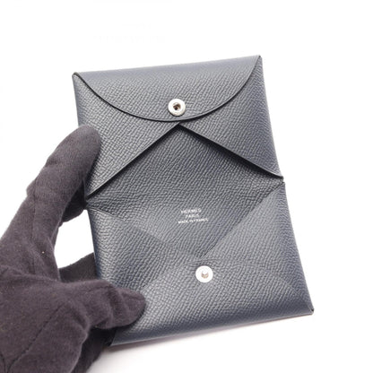 HERMES Calvi Veau Epsom Leather Bleu Nuit Coin Case