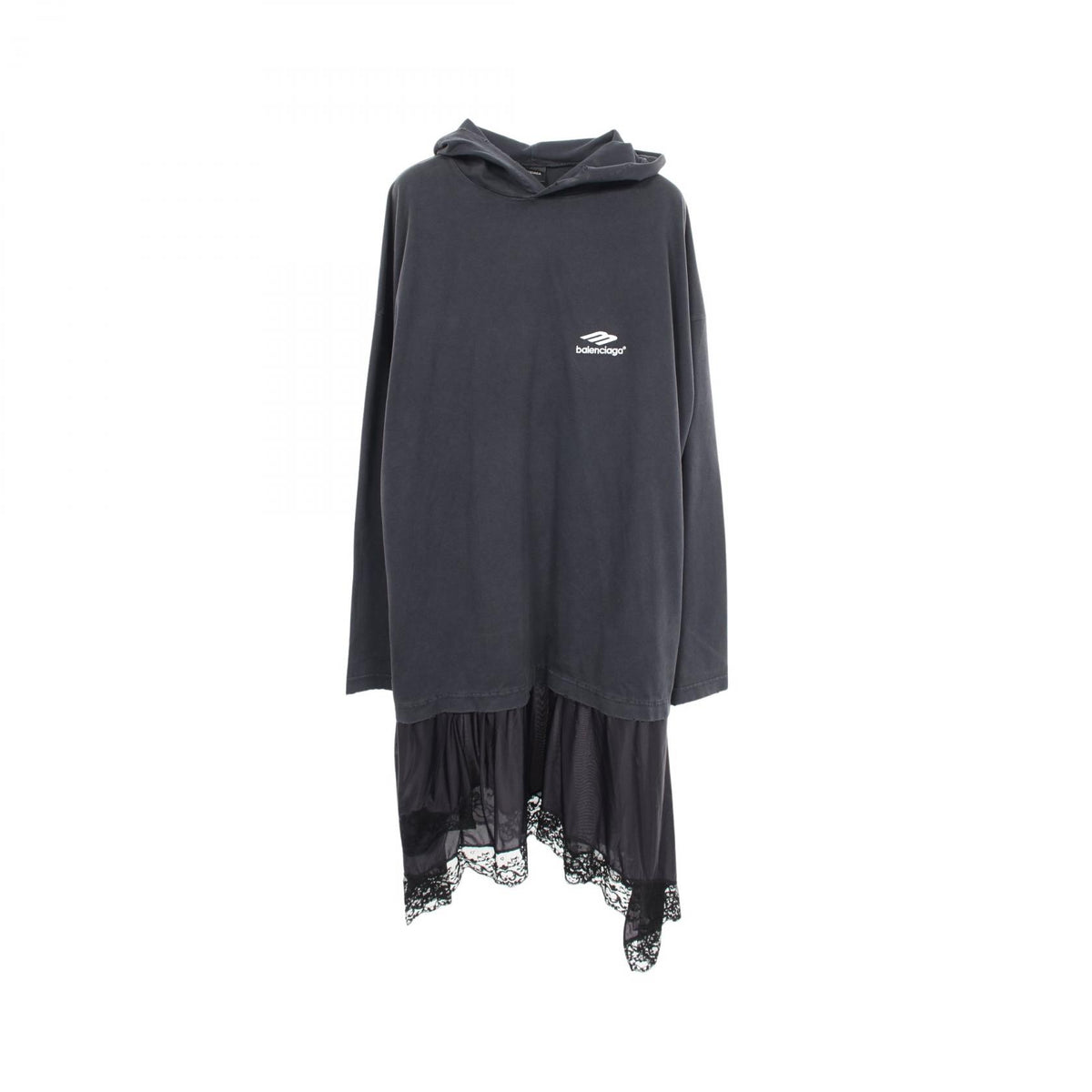BALENCIAGA Faux Layered Distressed Hooded Dress Size 1