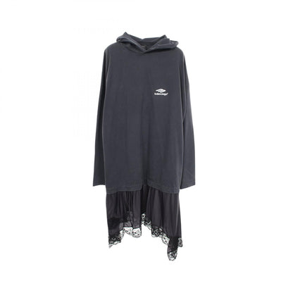 BALENCIAGA Faux Layered Distressed Hooded Dress Size 1