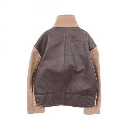 HERMES Wool Leather Light Jacket Beige Size 50