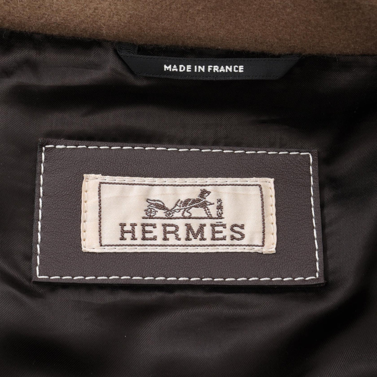 HERMES Wool Leather Light Jacket Beige Size 50