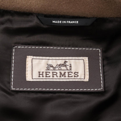 HERMES Wool Leather Light Jacket Beige Size 50