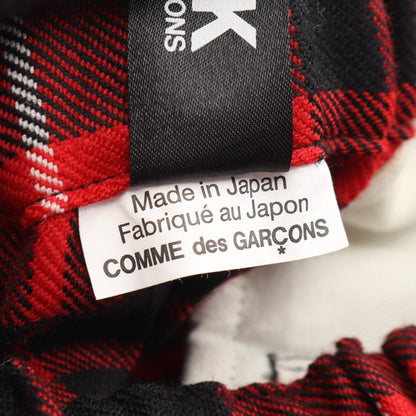 BLACK COMME des GARCONS Check Sarouel Wool Pants Red Size XS