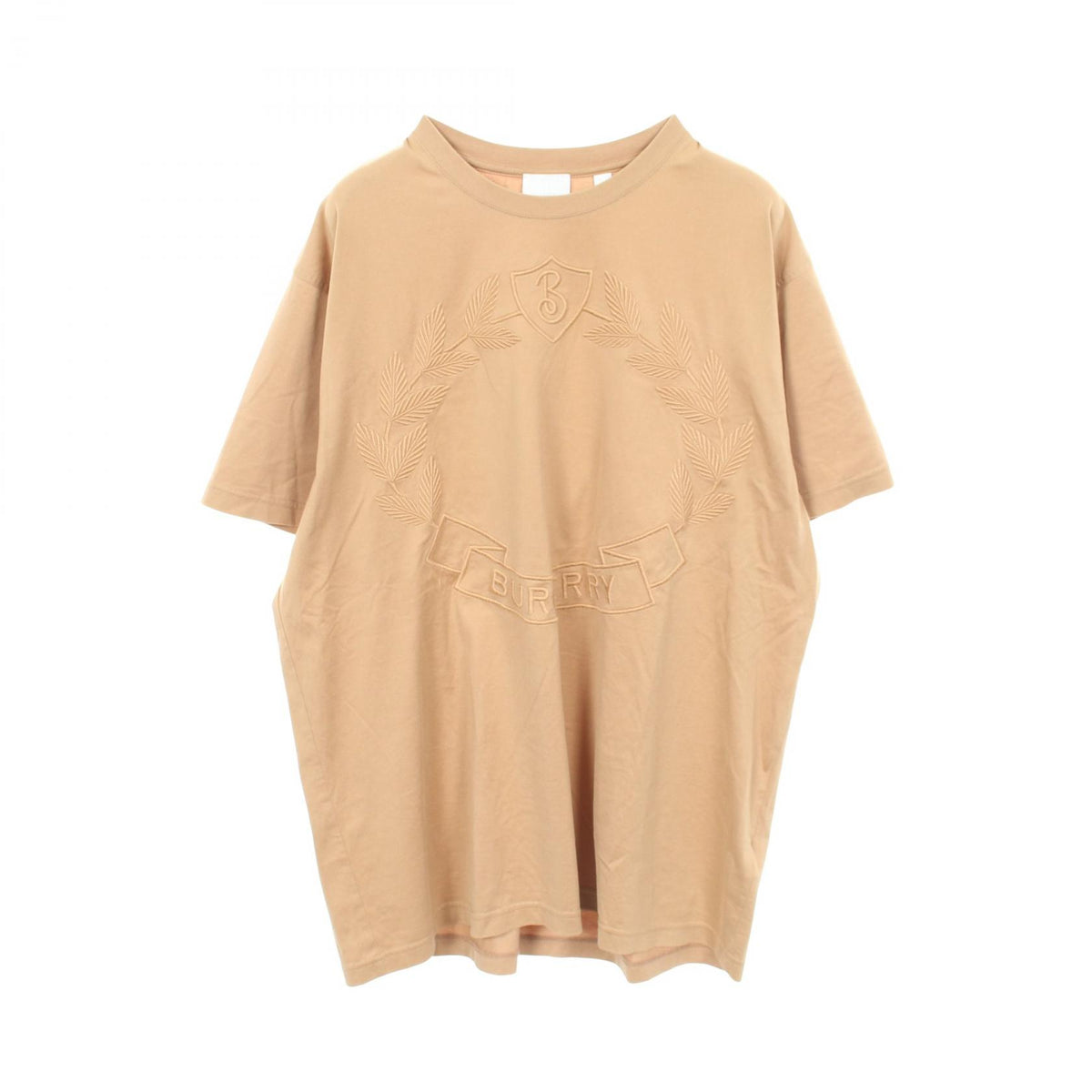 BURBERRY Logo Embroidered T-Shirt Beige Size L