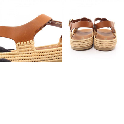 PRADA Leather Raffia Sandals Size 37