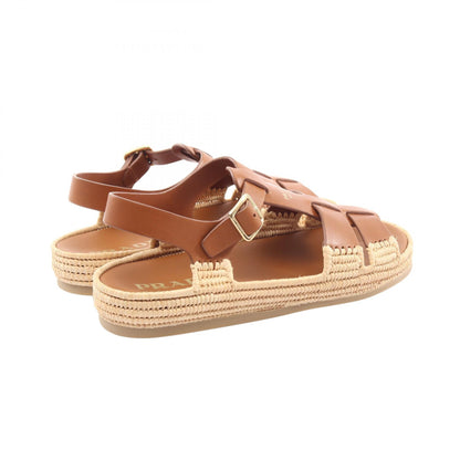 PRADA Leather Raffia Sandals Size 37