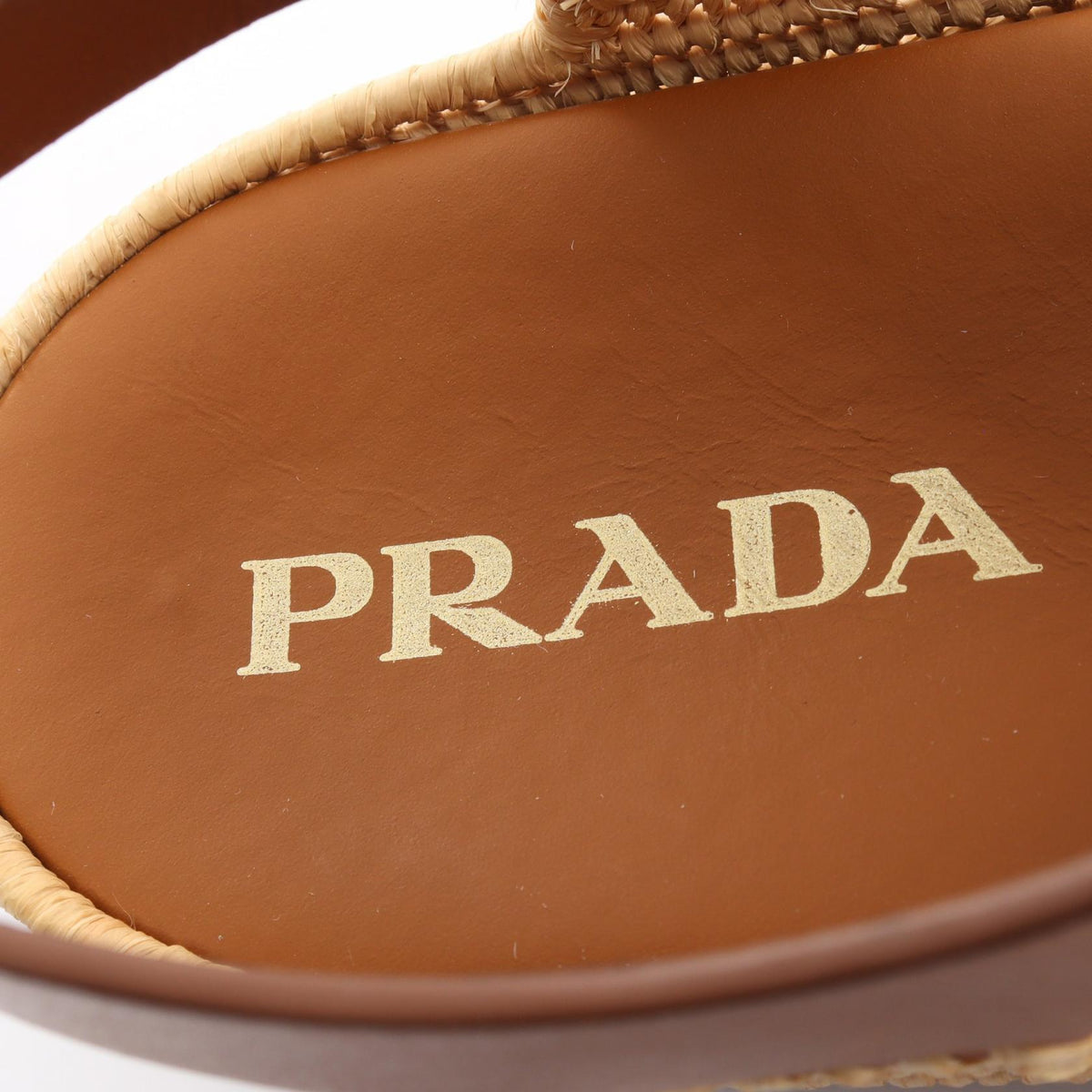 PRADA Leather Raffia Sandals Size 37