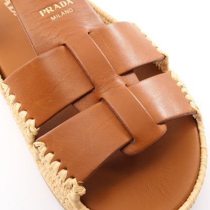 PRADA Leather Raffia Sandals Size 37