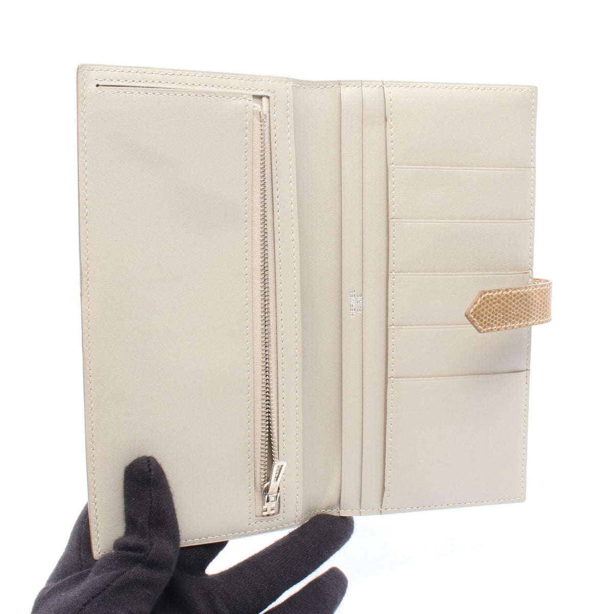 HERMES Bearn Classic Lizard Bi-fold Wallet