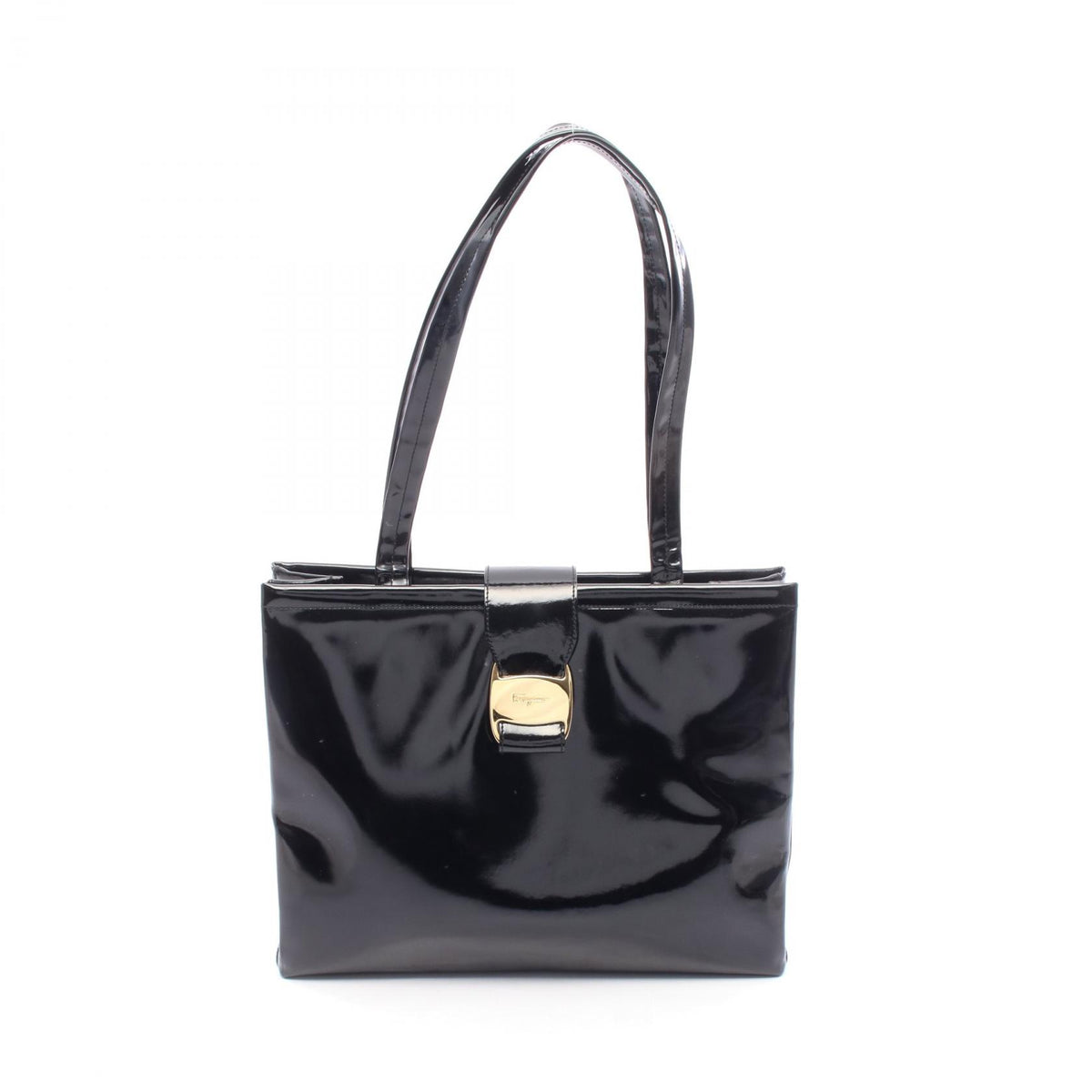 Salvatore Ferragamo Vara Patent Bag Black