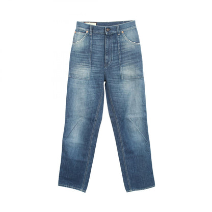 GUCCI Distressed Cotton Denim Jeans Blue Size 22