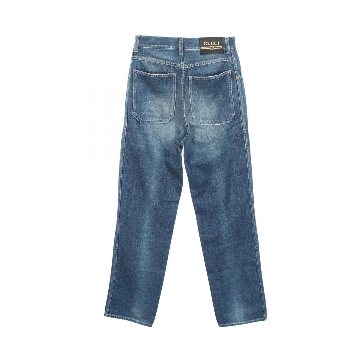 GUCCI Distressed Cotton Denim Jeans Blue Size 22
