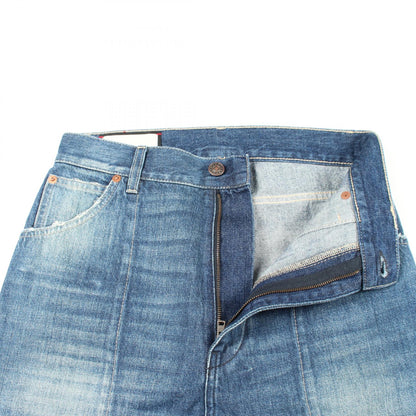 GUCCI Distressed Cotton Denim Jeans Blue Size 22
