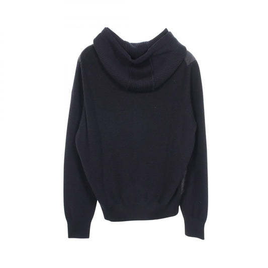 MONCLER Hooded Knit Panel Cardigan Navy Size L