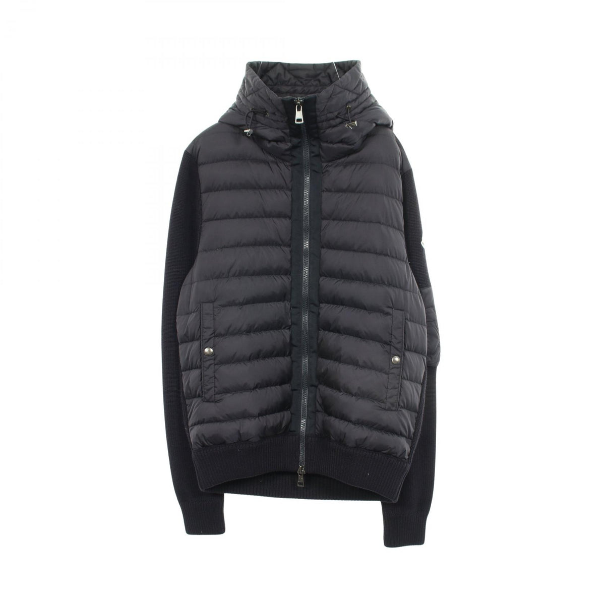 MONCLER Hooded Paneled Nylon Wool Down Jacket Navy Size L