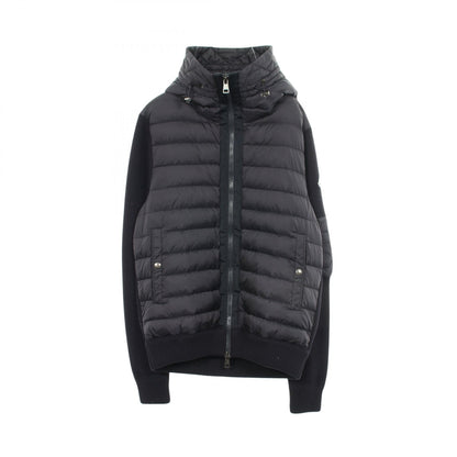 MONCLER Hooded Paneled Nylon Wool Down Jacket Navy Size L