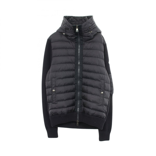 MONCLER Hooded Paneled Nylon Wool Down Jacket Navy Size L
