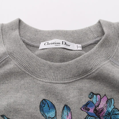 Dior Flower Embroidered Logo Short Sleeve Sweatshirt Size L