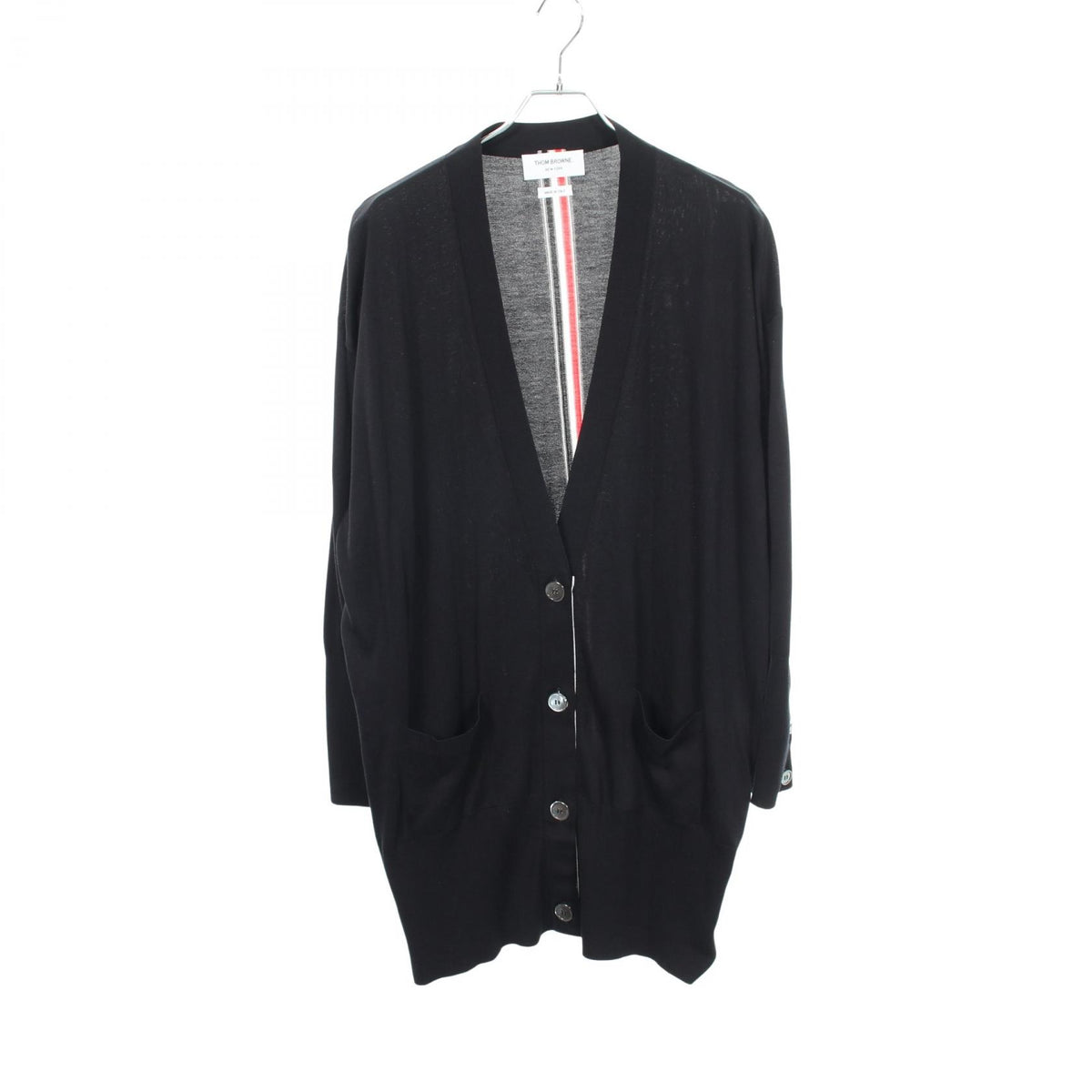THOM BROWNE Silk Cotton Cardigan Black Size 40