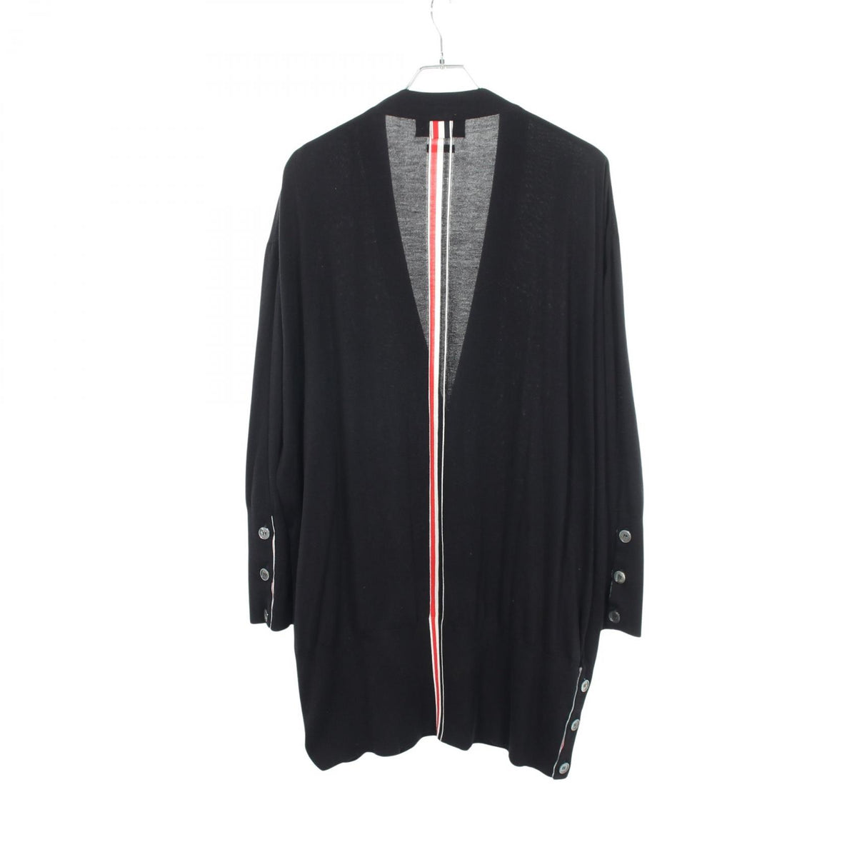 THOM BROWNE Silk Cotton Cardigan Black Size 40