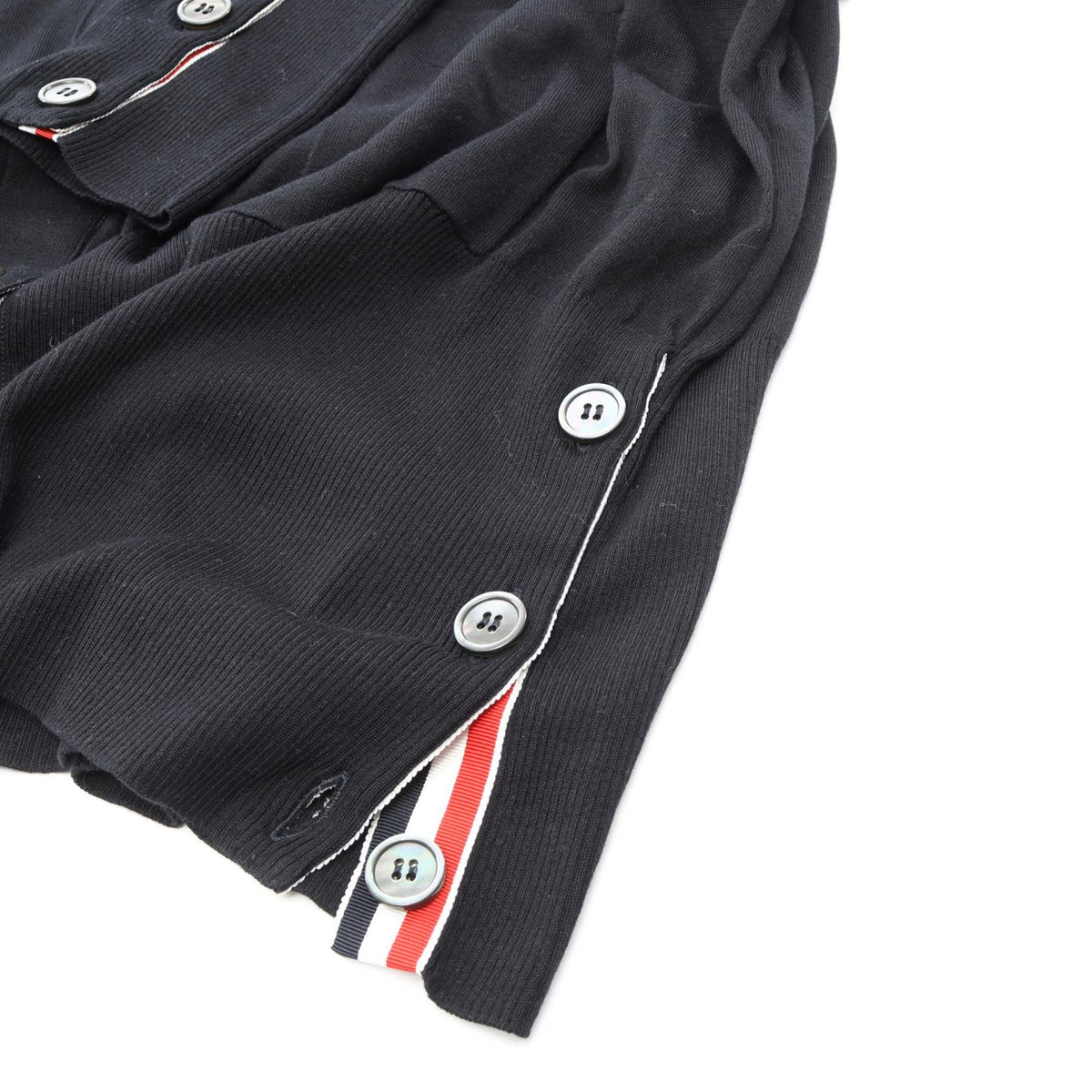 THOM BROWNE Silk Cotton Cardigan Black Size 40