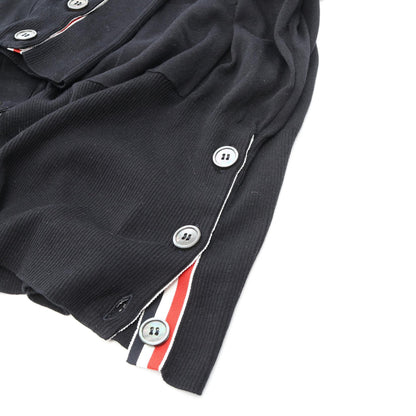 THOM BROWNE Silk Cotton Cardigan Black Size 40