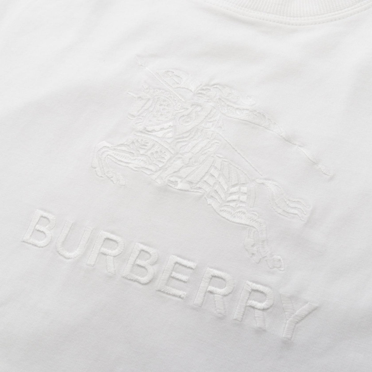 BURBERRY Logo Embroidered T-Shirt White Size M