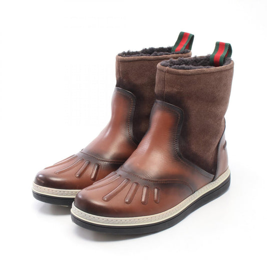 GUCCI Leather Suede Short Boots Brown Size 6.5