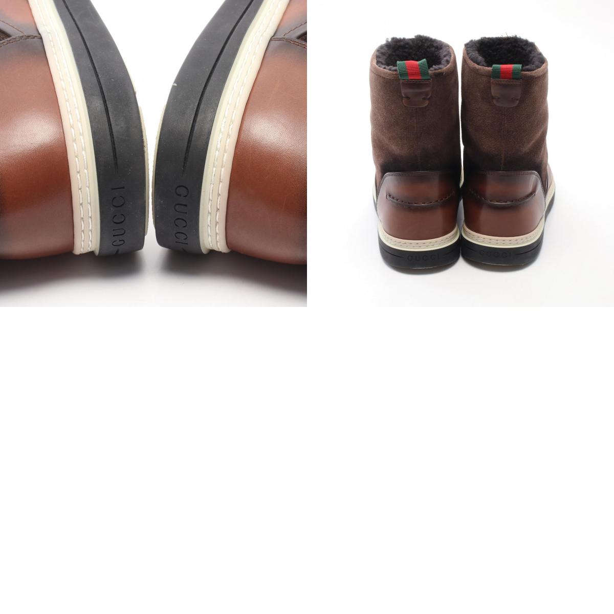 GUCCI Leather Suede Short Boots Brown Size 6.5
