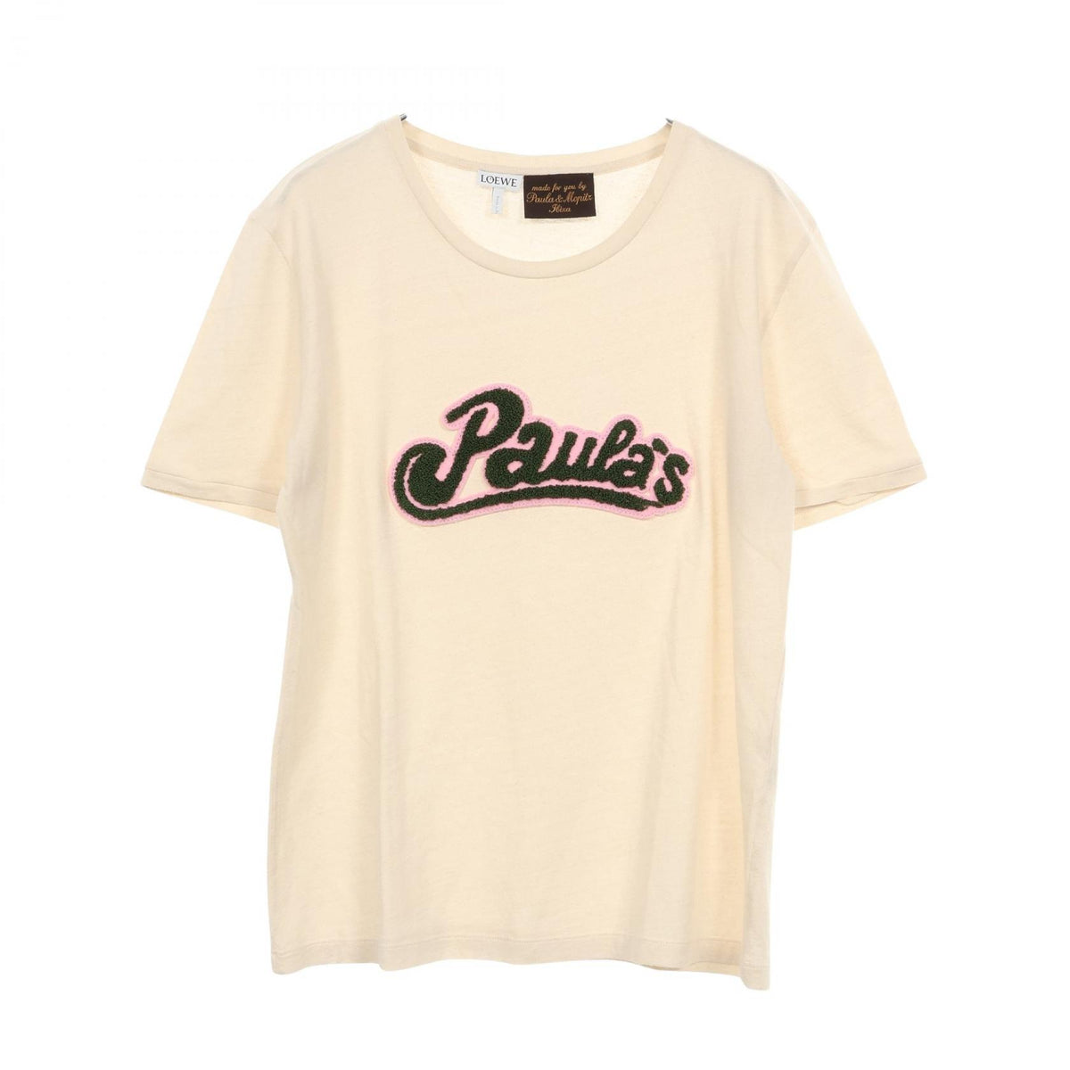 LOEWE Logo Patch Cotton Silk T-Shirt Beige Size L